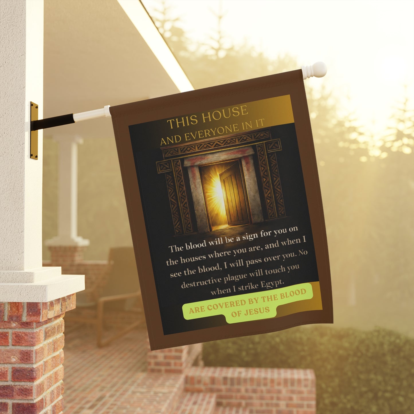 Covered By The Blood Garden Flag — Welcome House Banner