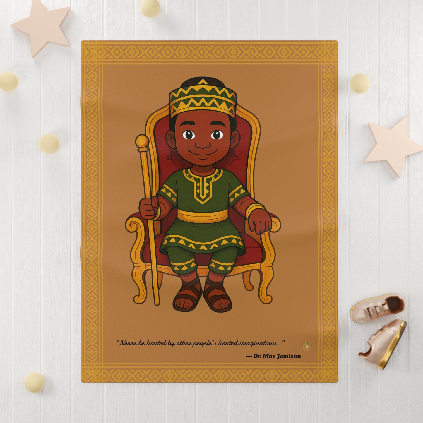 Royal Prince Baby Blanket — Brown African Prince Fleece Blanket for Infants