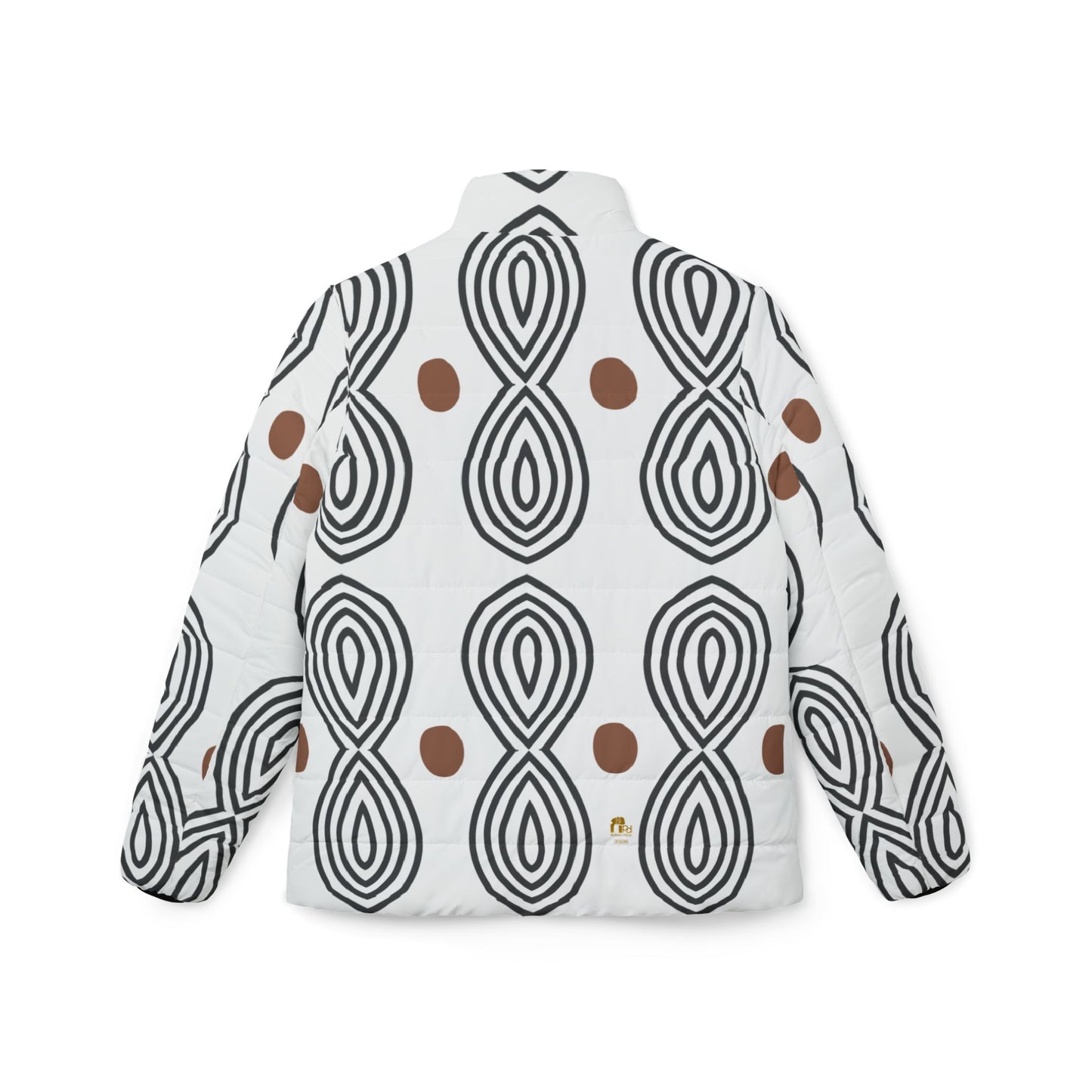 Abstract Loop Pattern Puffer Jacket for Women
