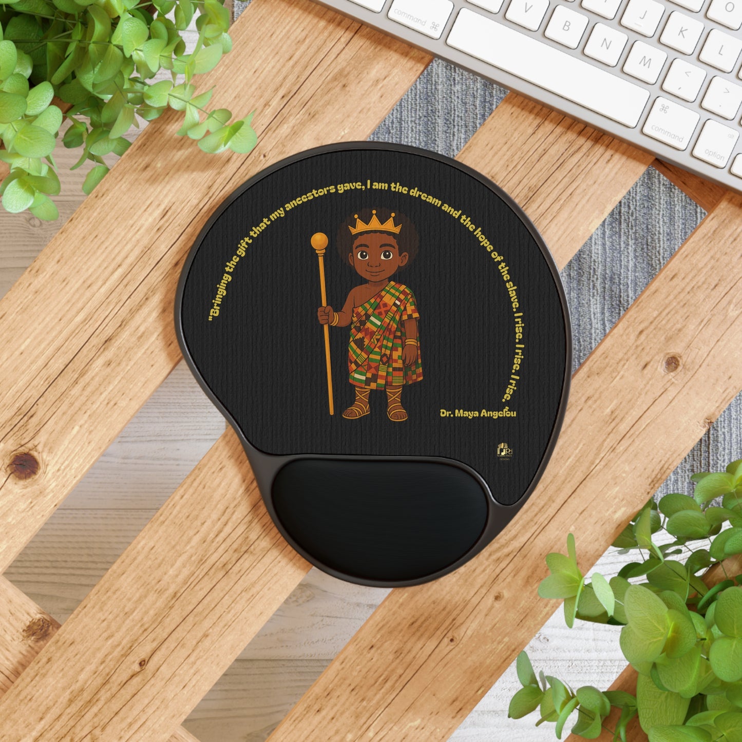 Prince Mouse Pad with Wrist Rest — African Royalty Mouse Pad