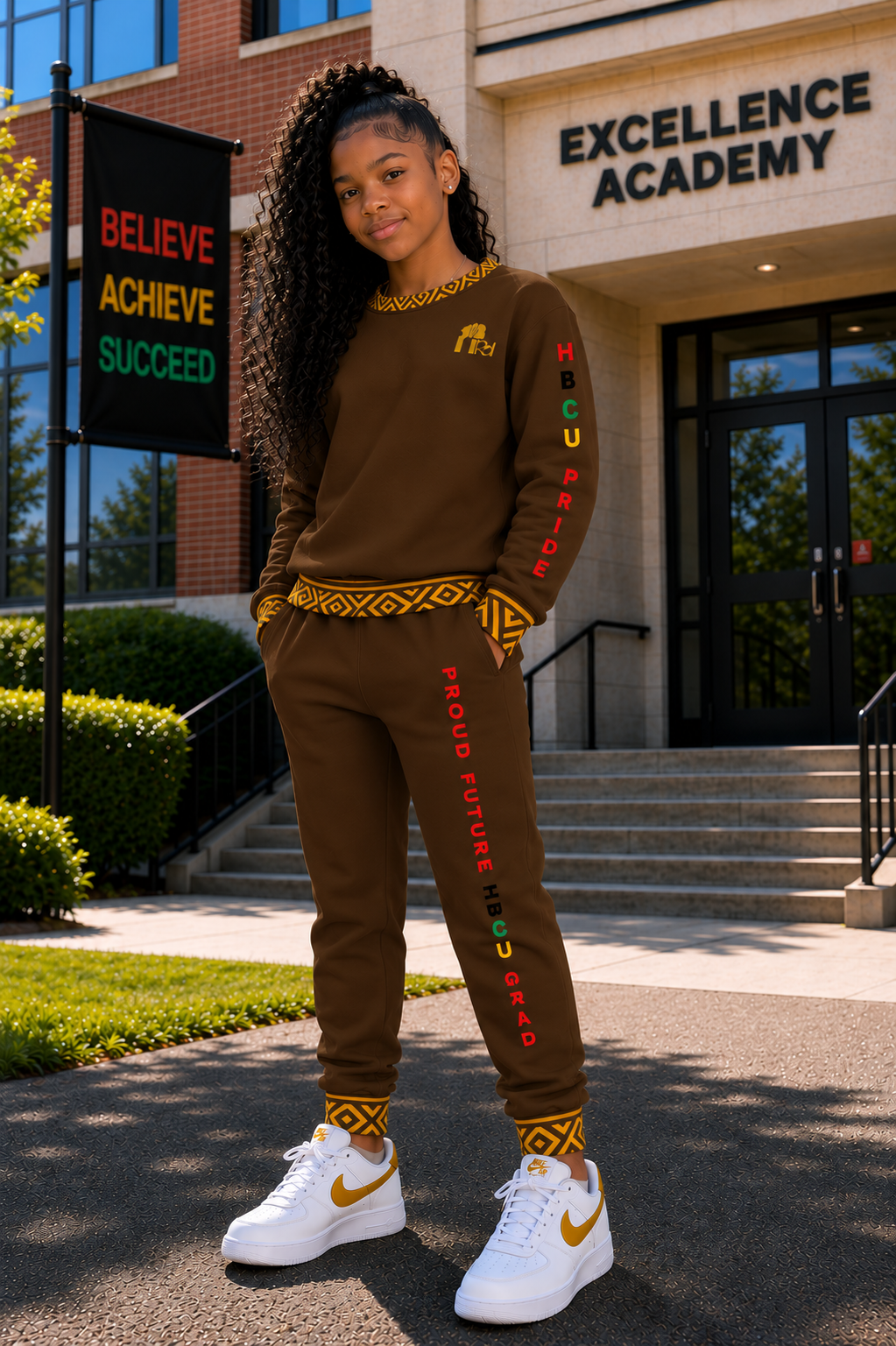 HBCU Pride Youth Unisex Sweatshirt in Brown