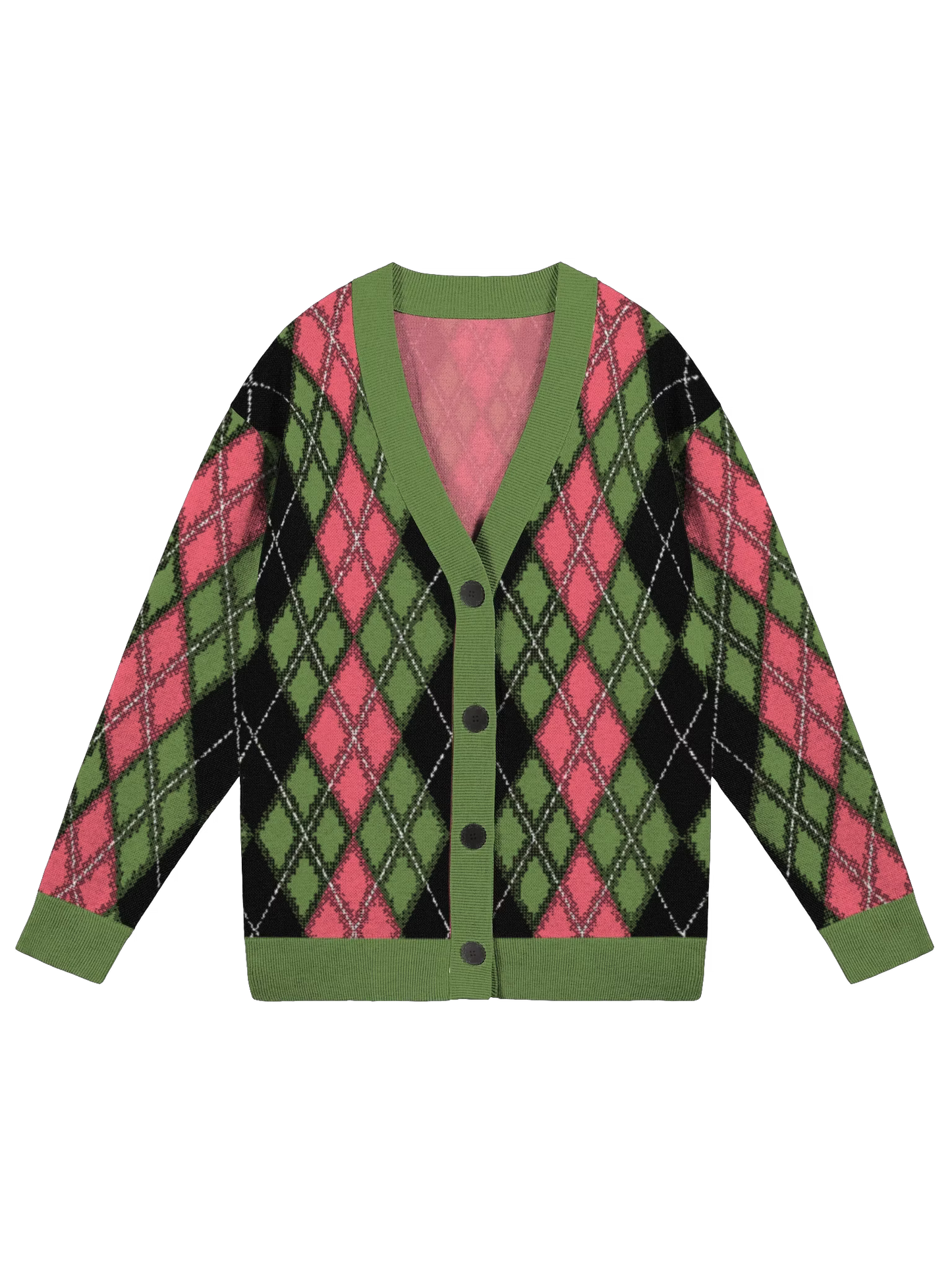 Pink and Green Envy Button-Down Cardigan