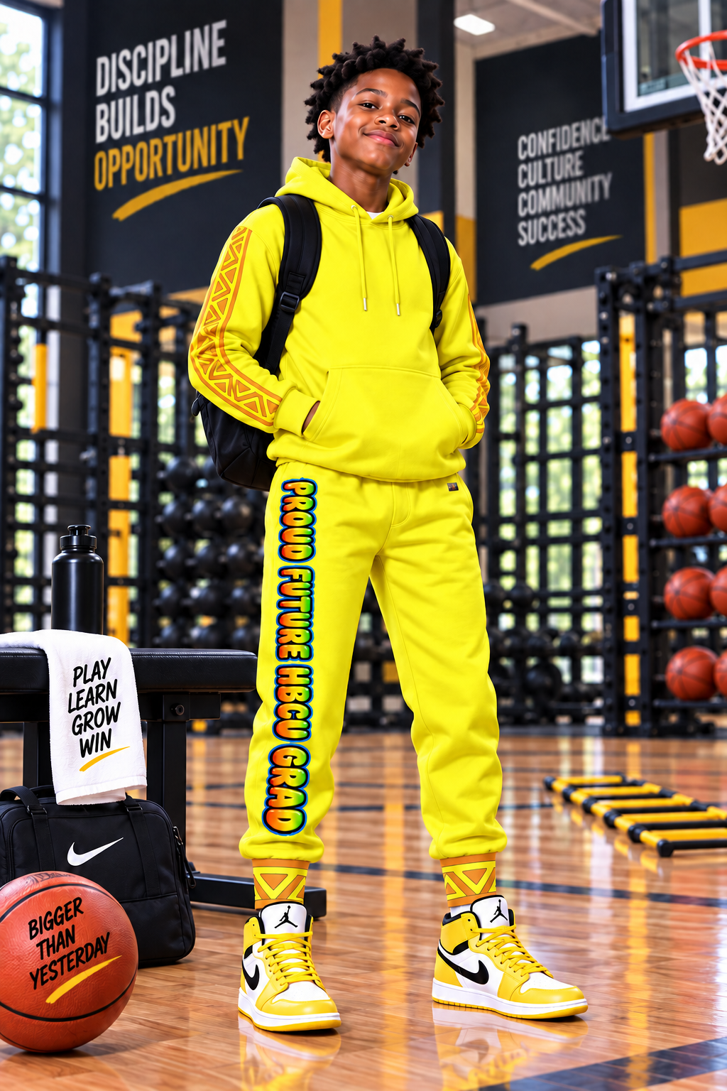 HBCU Unisex Graffiti Joggers in Yellow