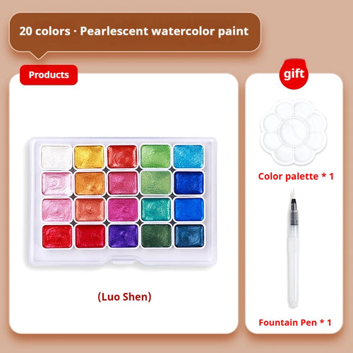 20/36/98 Color Pearlescent Watercolor Paint- Intense Sparkle Light