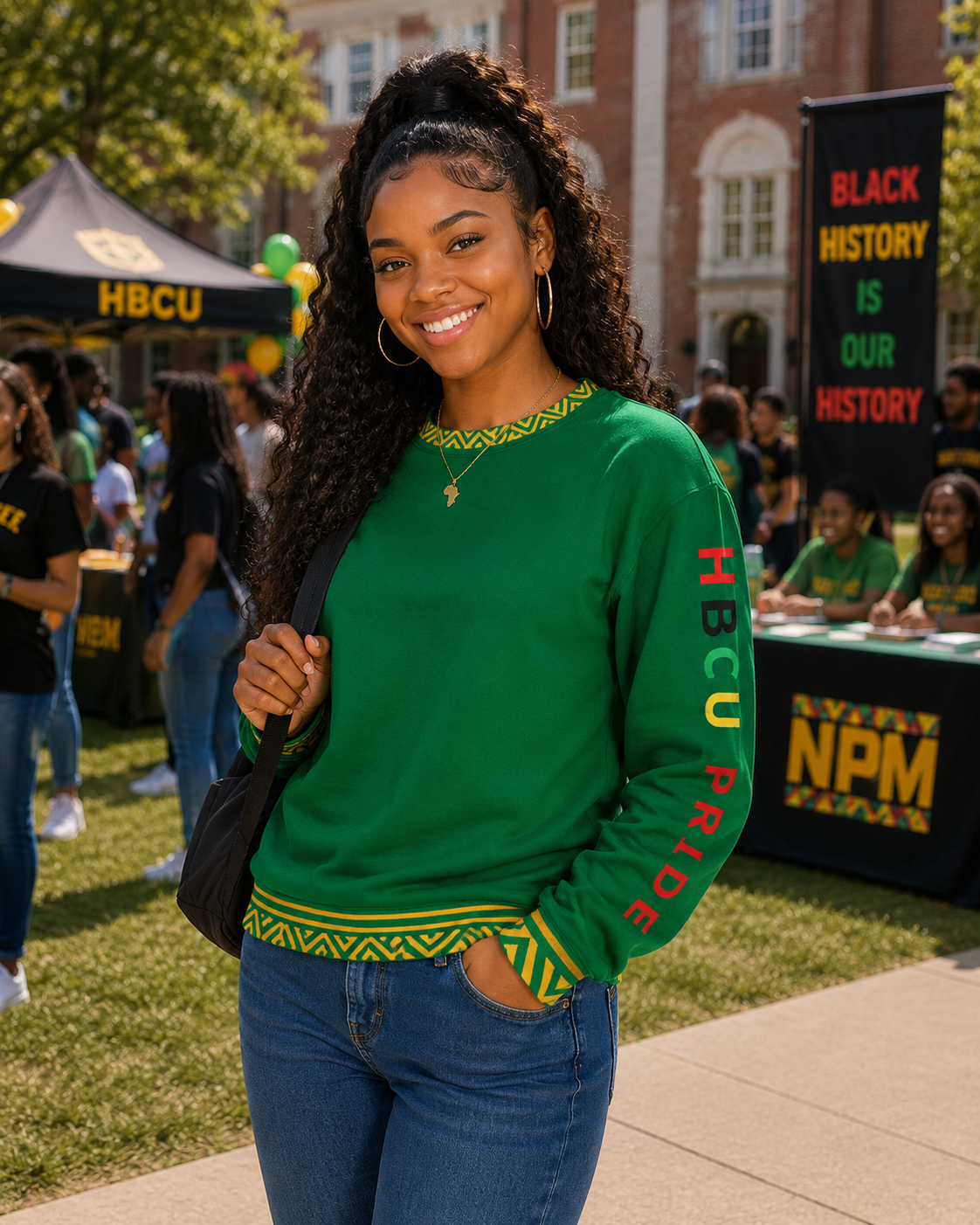 HBCU Pride Adult Unisex Sweatshirt in Emerald Green