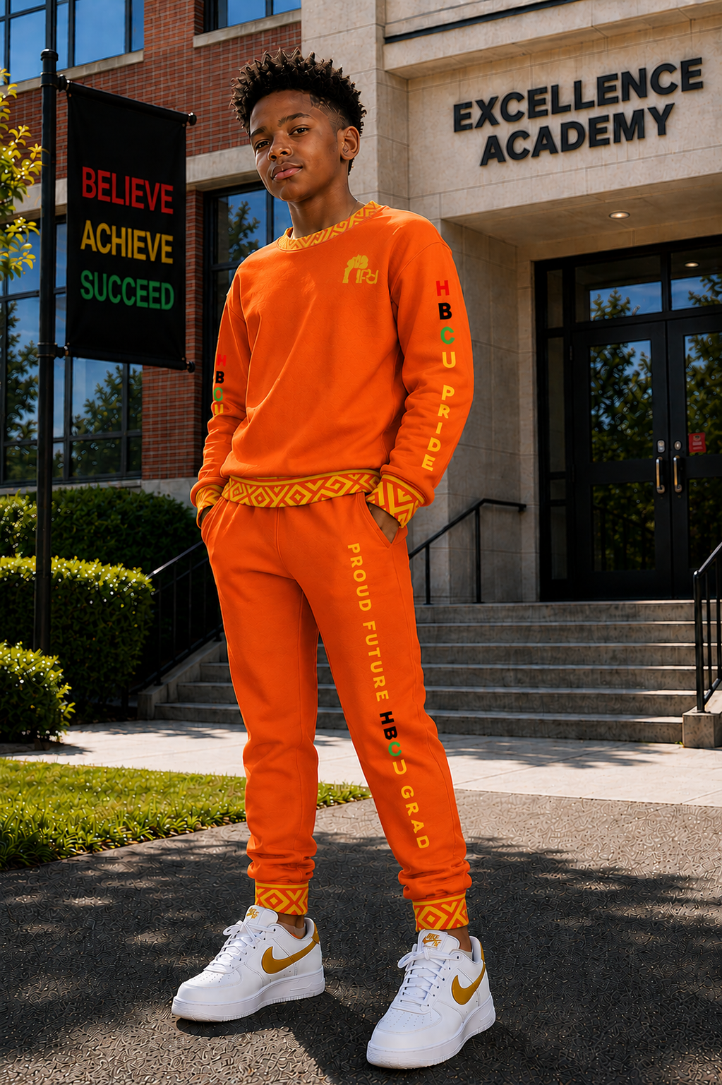 HBCU Pride Youth Unisex Sweatshirt in Tangerine