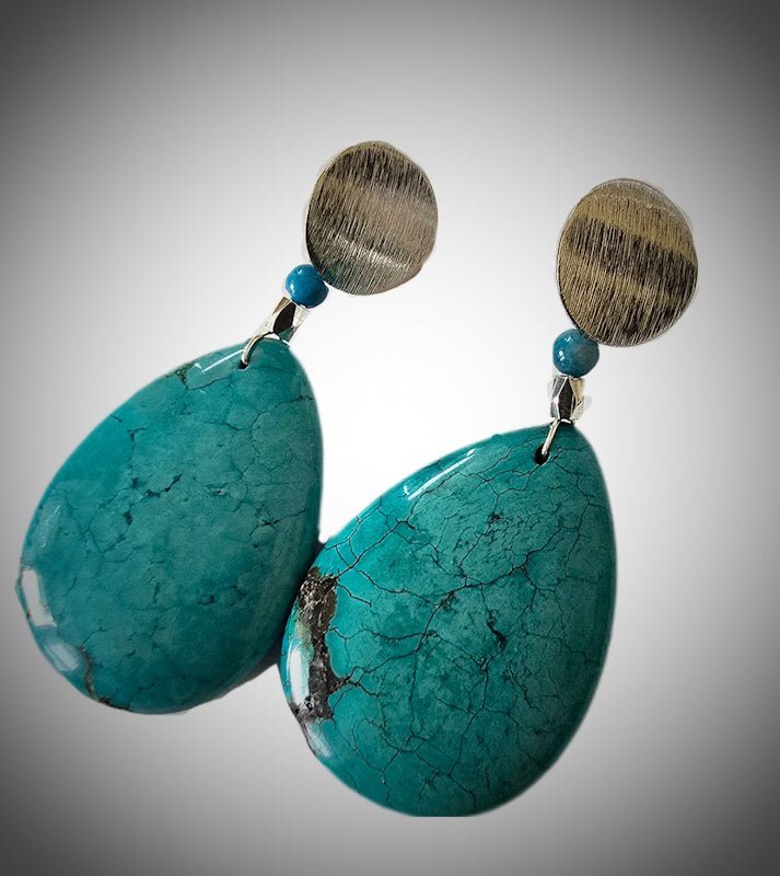 Natural Blue Pear Shaped Turquoise Earrings