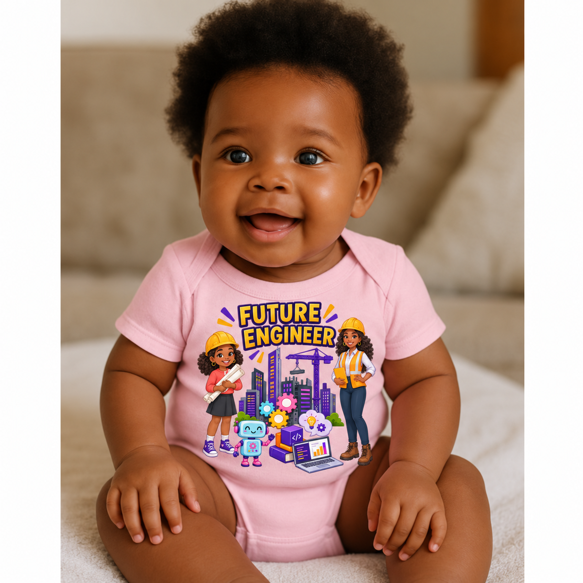 Future Engineer Baby Short Sleeve Onesie for Girls