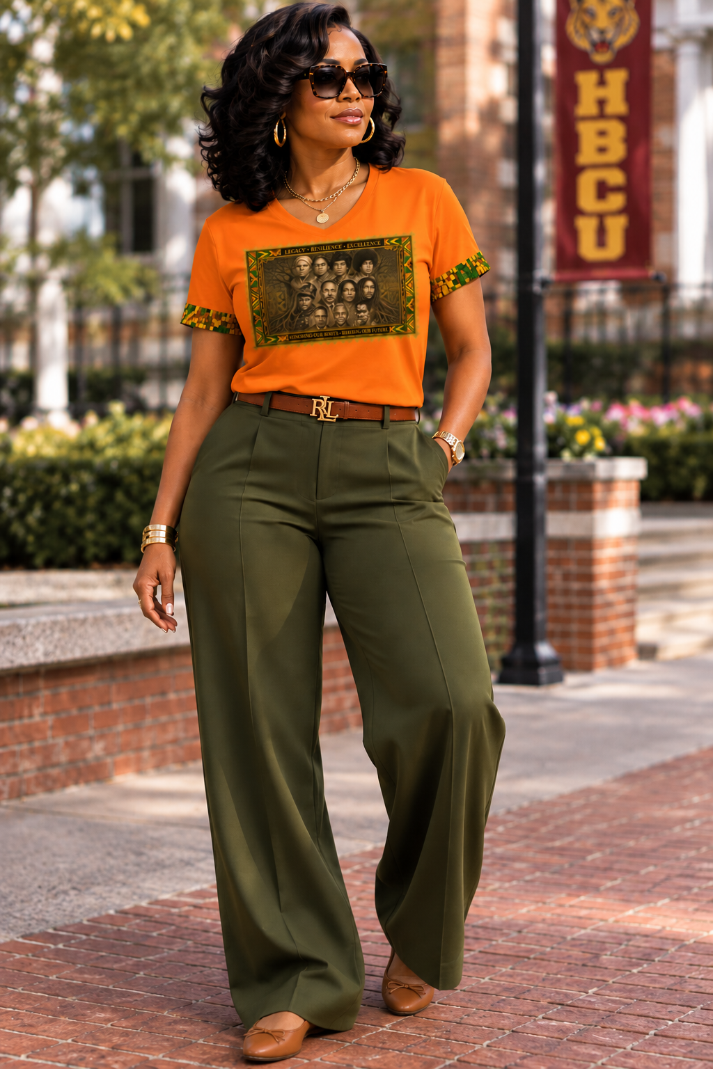 Honoring Our Roots Crew Tee in Orange for Women