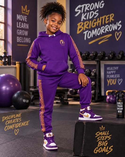 Nubian Pride Tribal Youth Unisex Hoodie in Purple