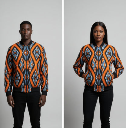 Boho Ikat Unisex Bomber Jacket