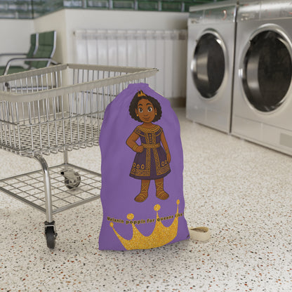 Purple Crowned Black Girl Laundry Bag — Vibrant Self-Love Drawstring Hamper