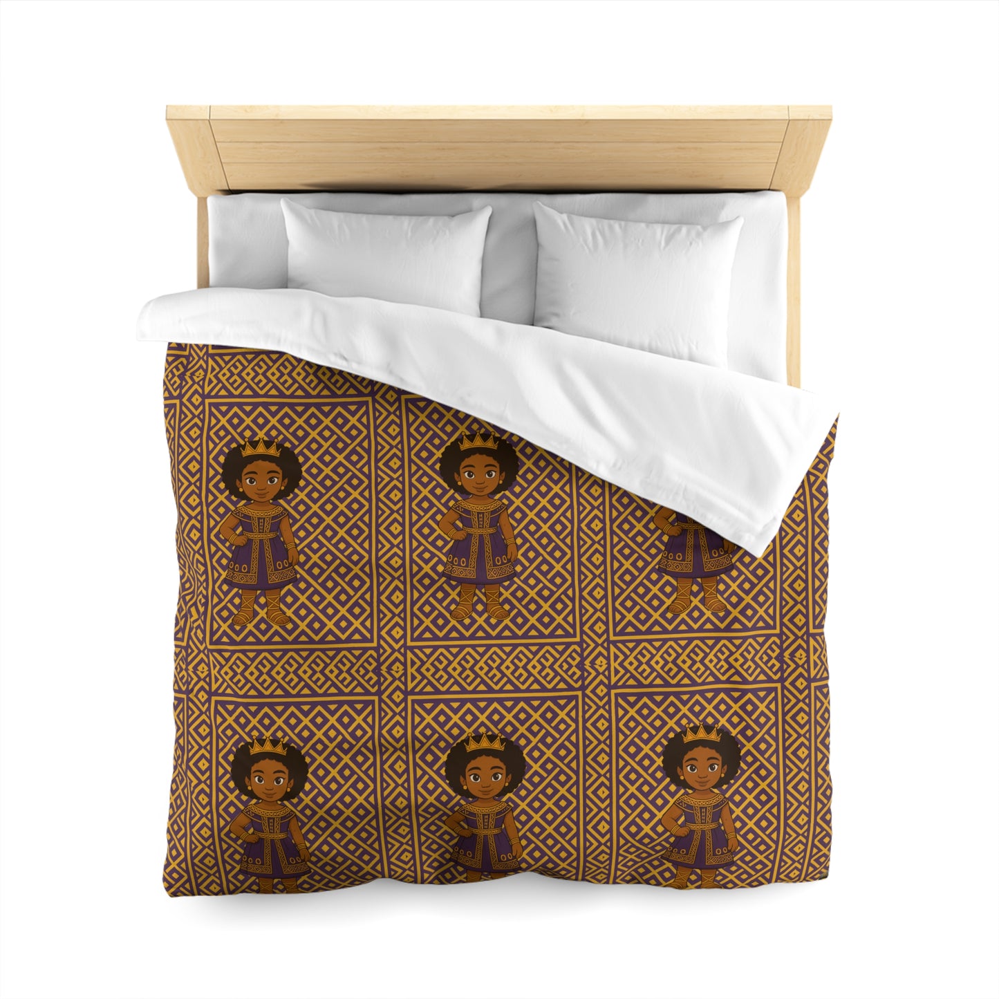 Afro Queen Microfiber Duvet Cover — Warm Brown Moroccan Pattern