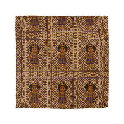 Afro Queen Microfiber Duvet Cover — Warm Brown Moroccan Pattern