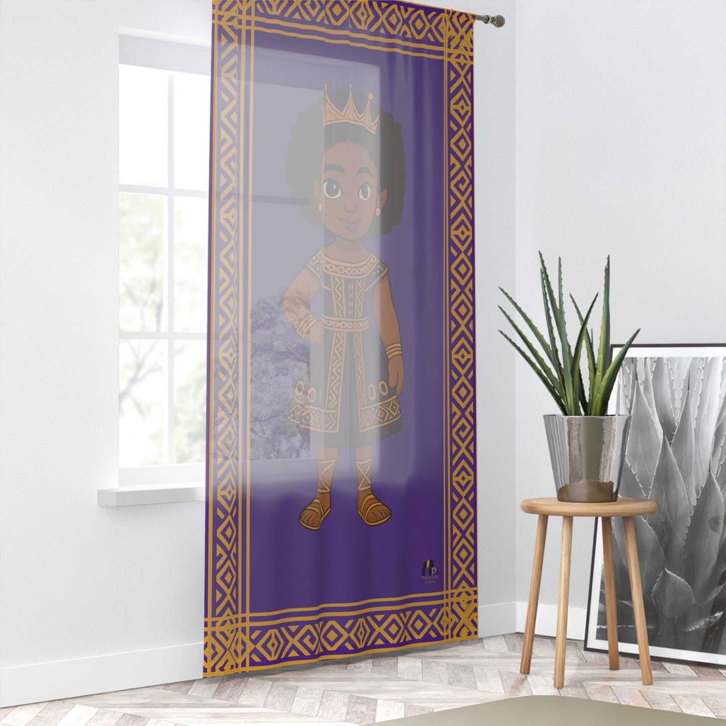 “Little Queen” Storybook Curtain – Regal, Imaginative Décor for Black Girls’ Spaces