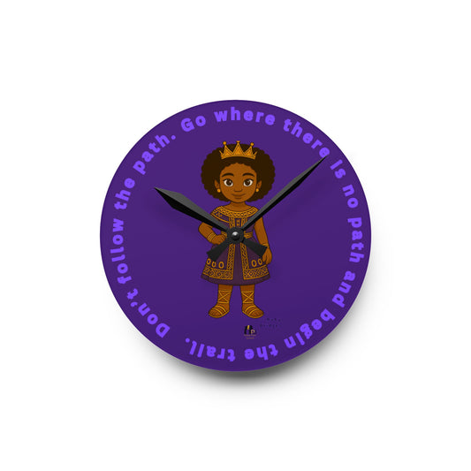 Purple Black Queen Acrylic Wall Clock — 'Young Queen' Decorative Wall Clock