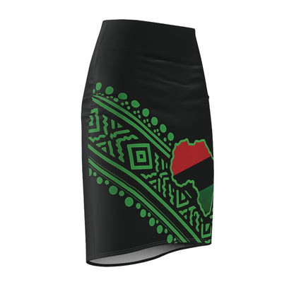 Golden Continent Pencil Skirt in (Green)