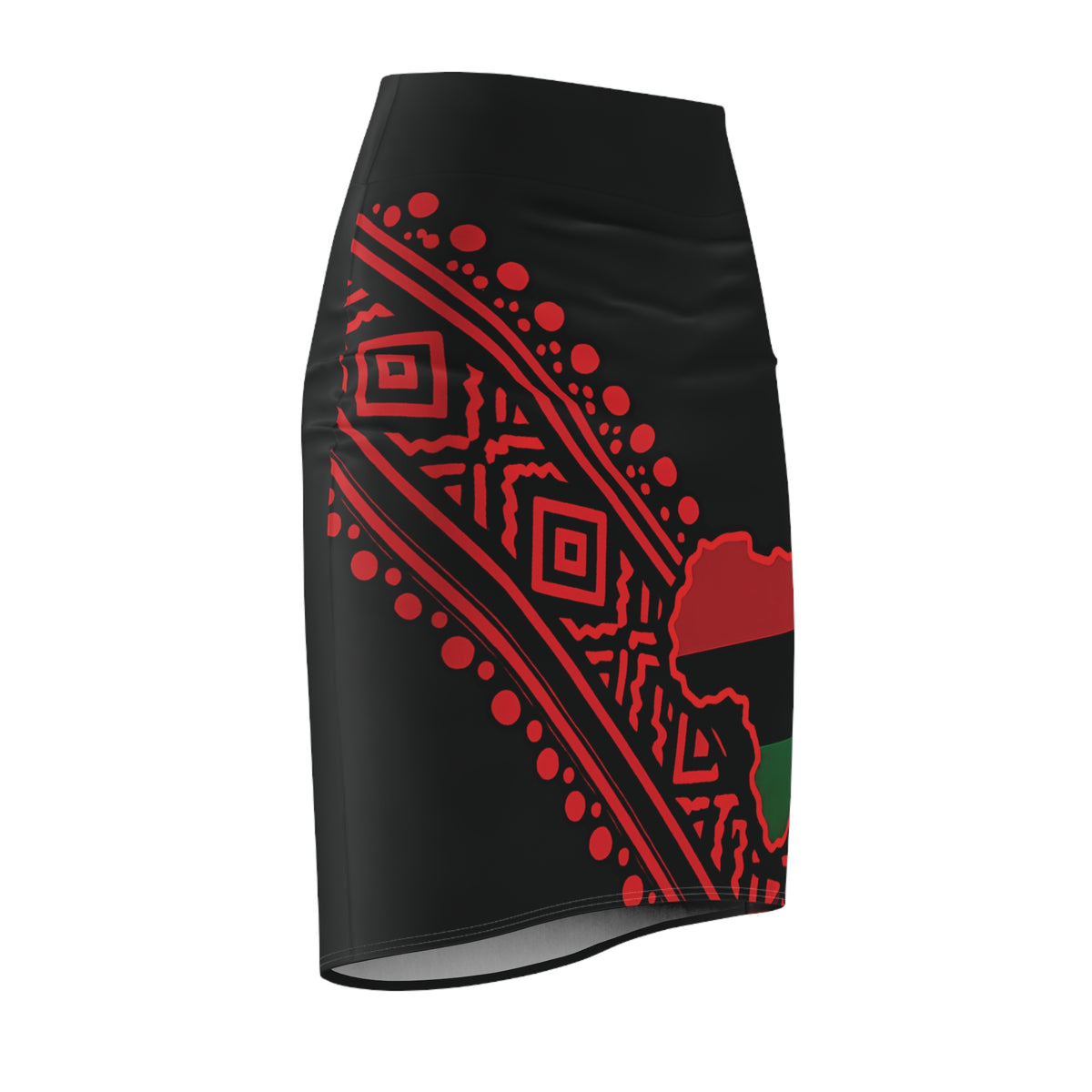 Golden Continent Pencil Skirt (Red)