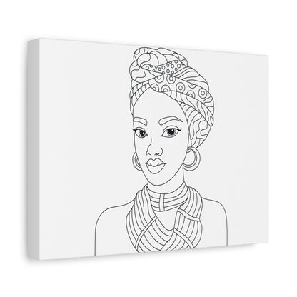 Wrapped In Beauty Line Art Matte Canvas Print — Stretched 1.25"