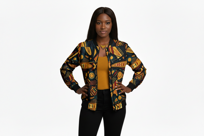 Heritage Pulse – Premium Tribal Print Unisex Bomber Jacket