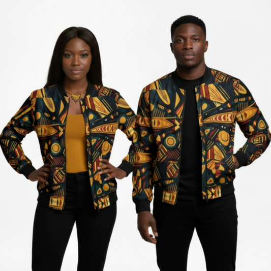 Heritage Pulse – Premium Tribal Print Unisex Bomber Jacket