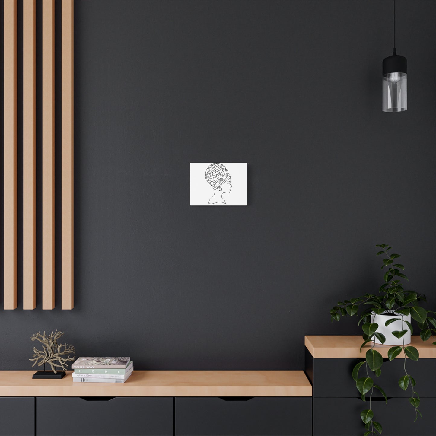 Afro Wrap Line Art Matte Canvas Print — Stretched 1.25"
