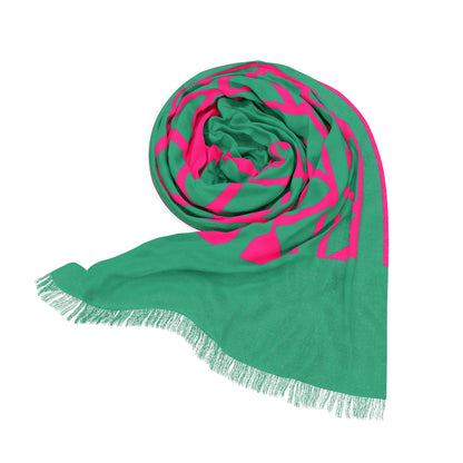 Tribal pink and green print scarf
