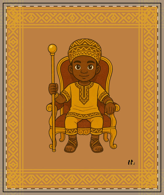 African Prince Quilted Throw Blanket — Brown & Gold Royal Kid’s Throw
