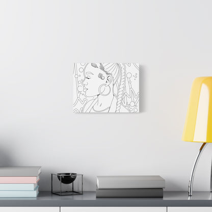 Afro Braid Line Art Matte Canvas Print — Stretched 1.25"