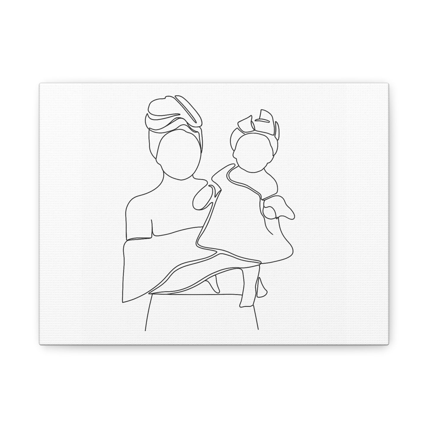 Heritage Embrace – Mother & Child Line  Art Matte Canvas Print — Stretched 1.25"