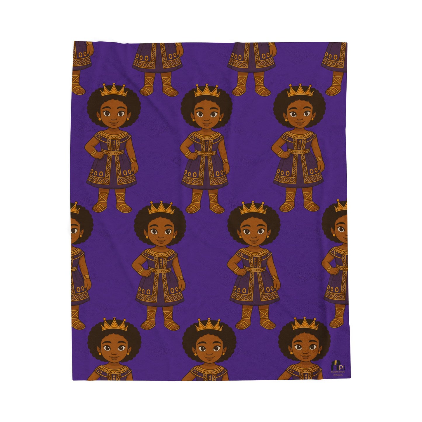 Princess Kids Plush Blanket — Purple Velveteen Cozy Throw with Crowned Girl Pattern