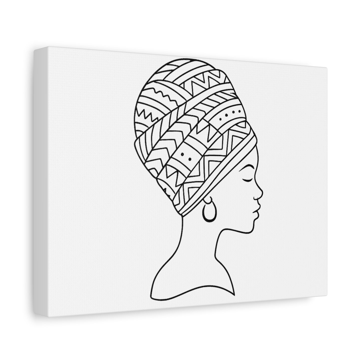 Afro Wrap Line Art Matte Canvas Print — Stretched 1.25"