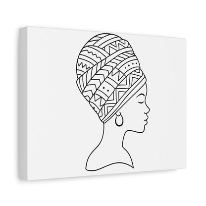 Afro Wrap Line Art Matte Canvas Print — Stretched 1.25"