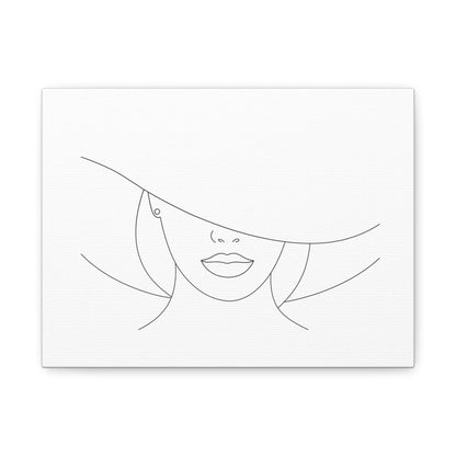 Chic Mystique – Wide-Brim Hat Line Art Line Art Matte Canvas Print — Stretched 1.25"