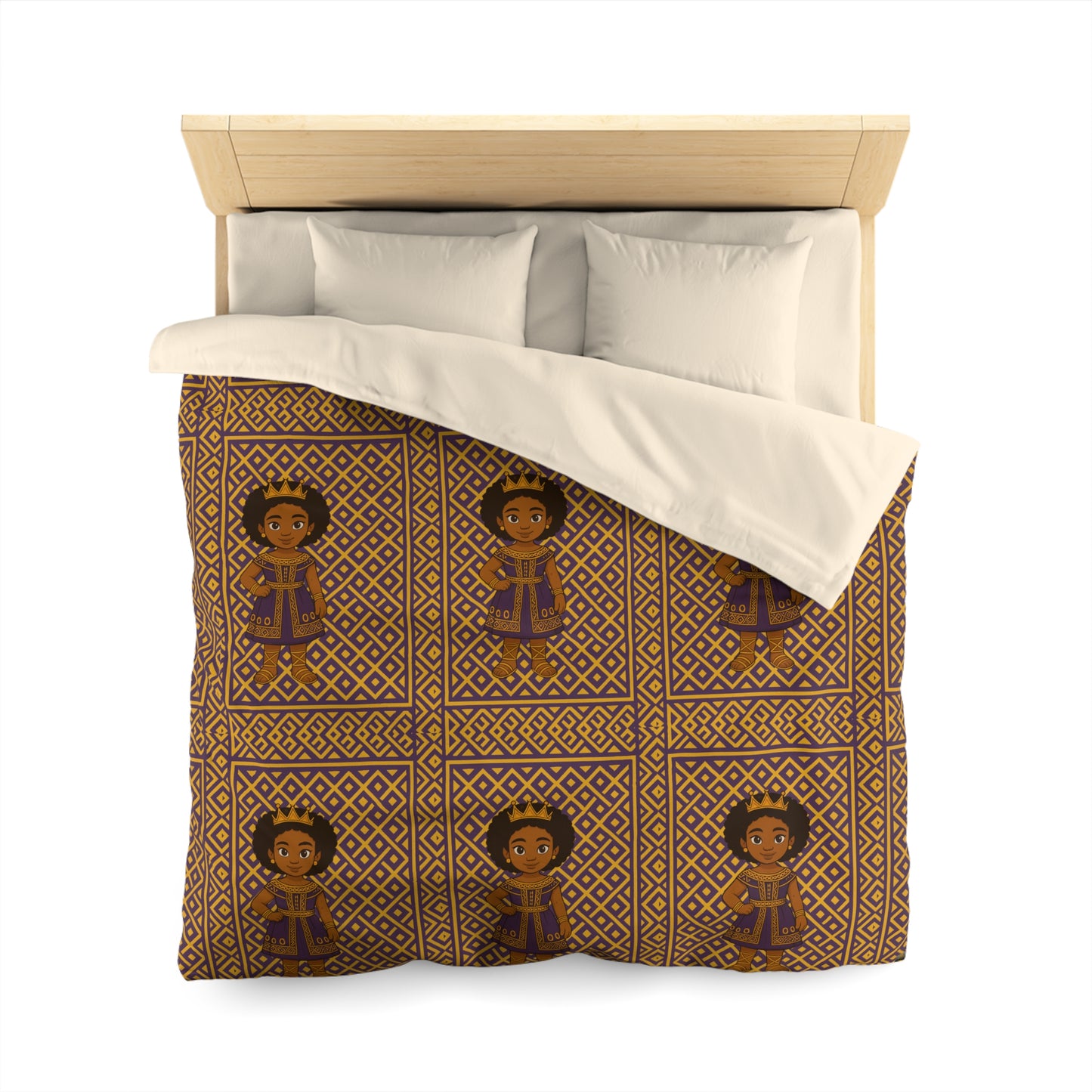 Afro Queen Microfiber Duvet Cover — Warm Brown Moroccan Pattern