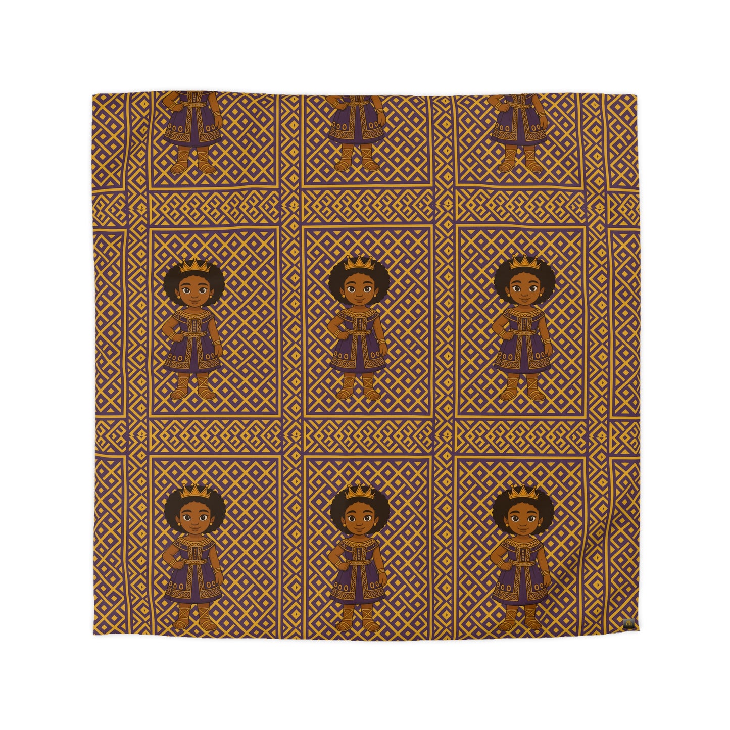 Afro Queen Microfiber Duvet Cover — Warm Brown Moroccan Pattern