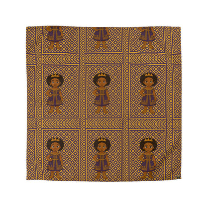 Afro Queen Microfiber Duvet Cover — Warm Brown Moroccan Pattern