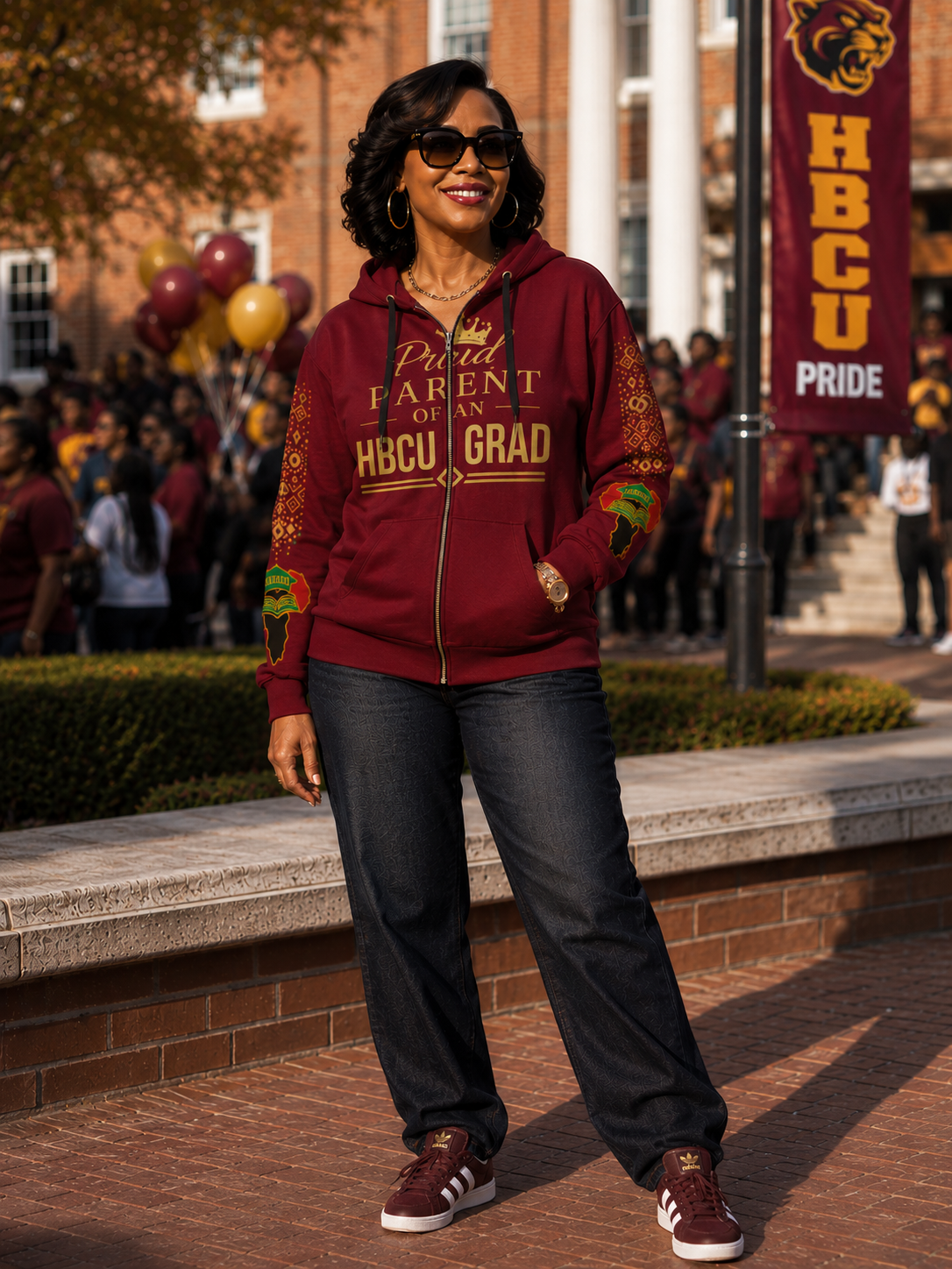 Proud HBCU Parent Adult Unisex Zip Hoodie - Burgundy