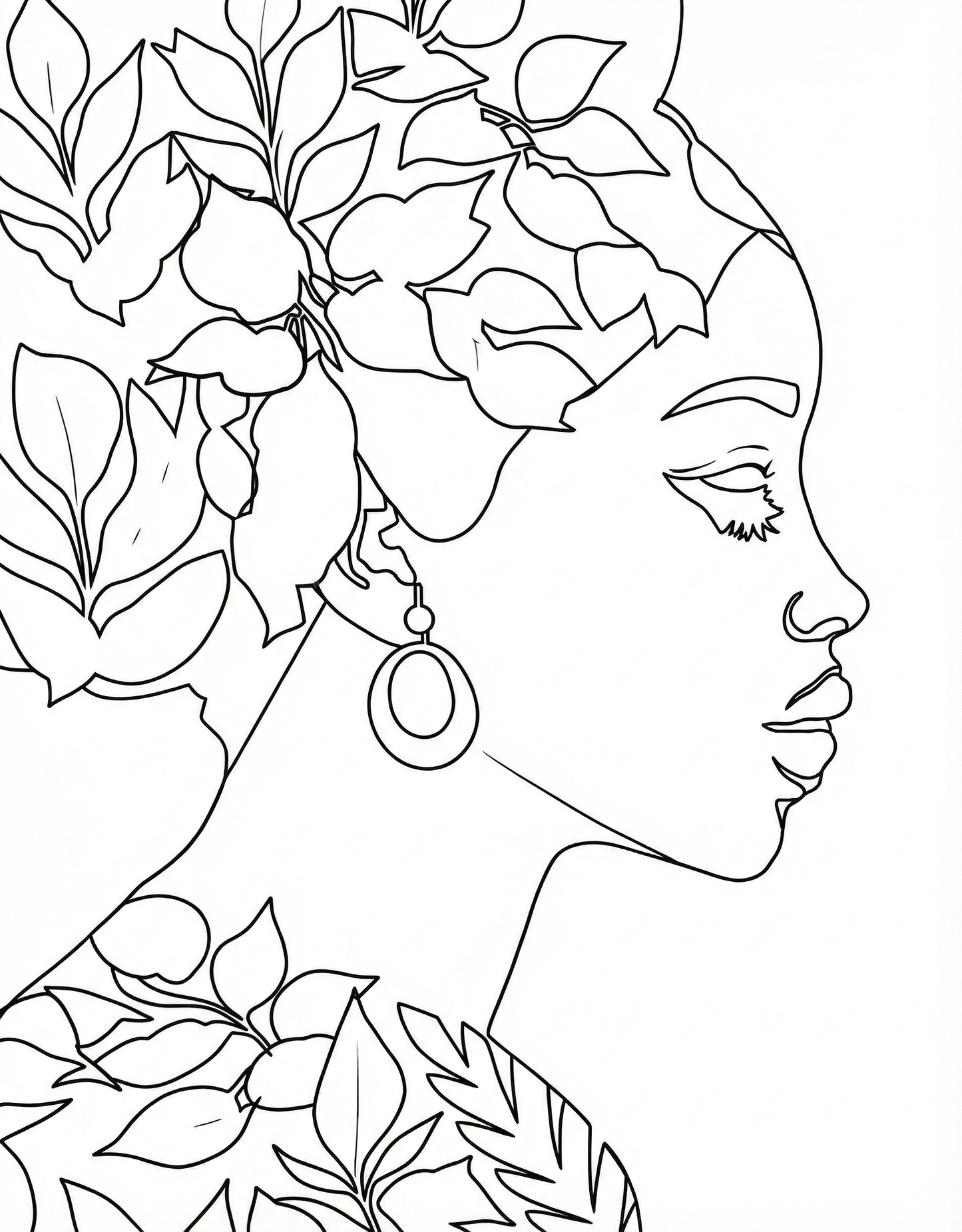 Nature's Crown Line Art Matte Canvas Print — Stretched 1.25"