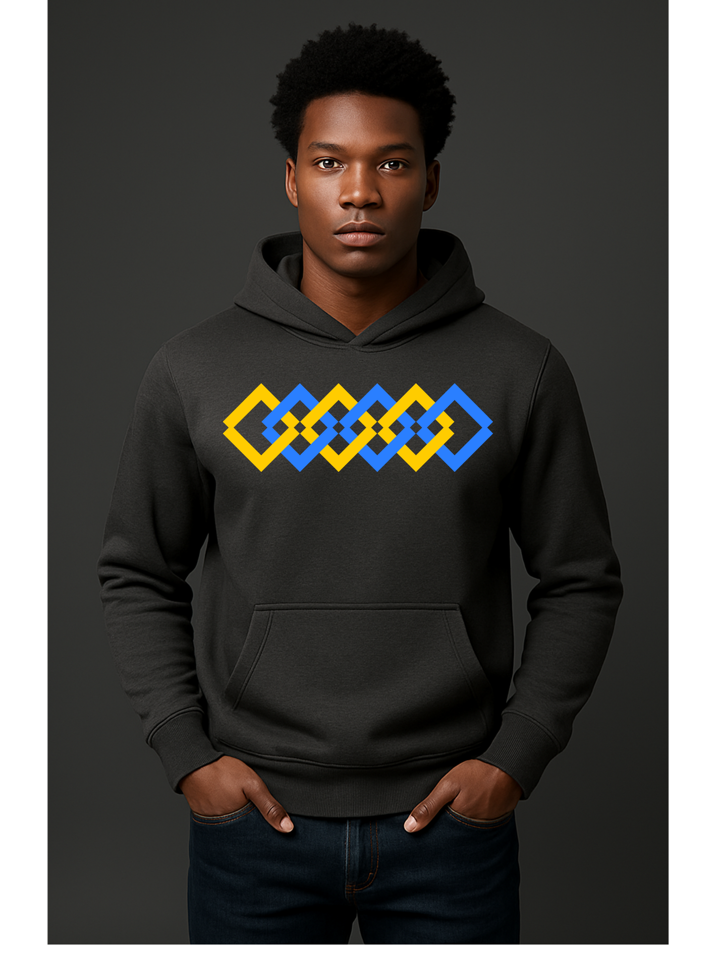 The Adidas Fleece Unisex Hoodie with Tribal Print & African Print Logo