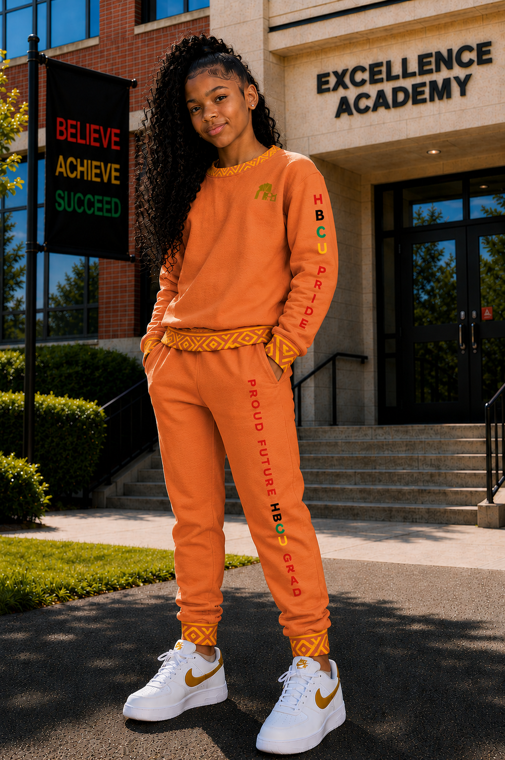 HBCU Pride Youth Unisex Sweatshirt in Peach