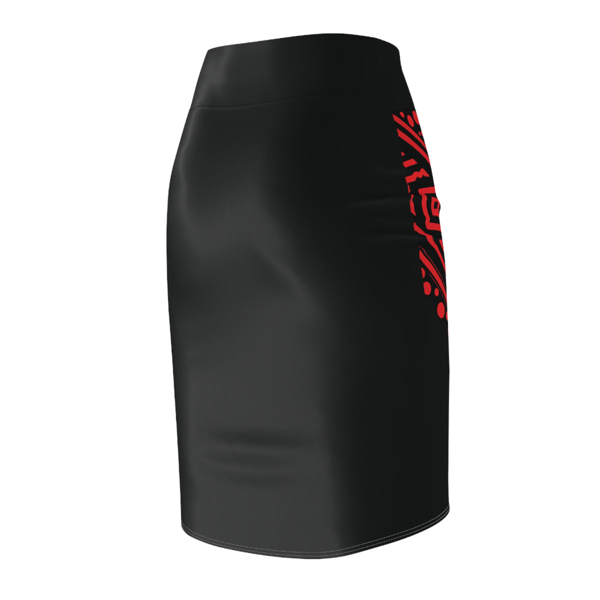 Golden Continent Pencil Skirt (Red)