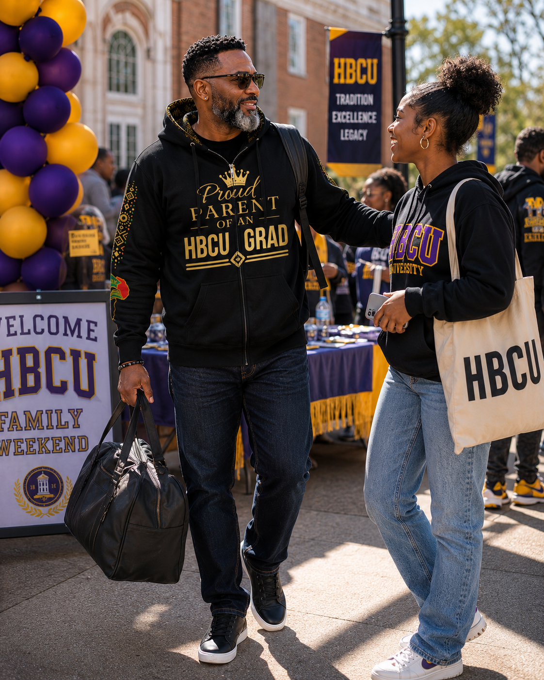 Proud HBCU Parent Adult Unisex Zip Hoodie - Black