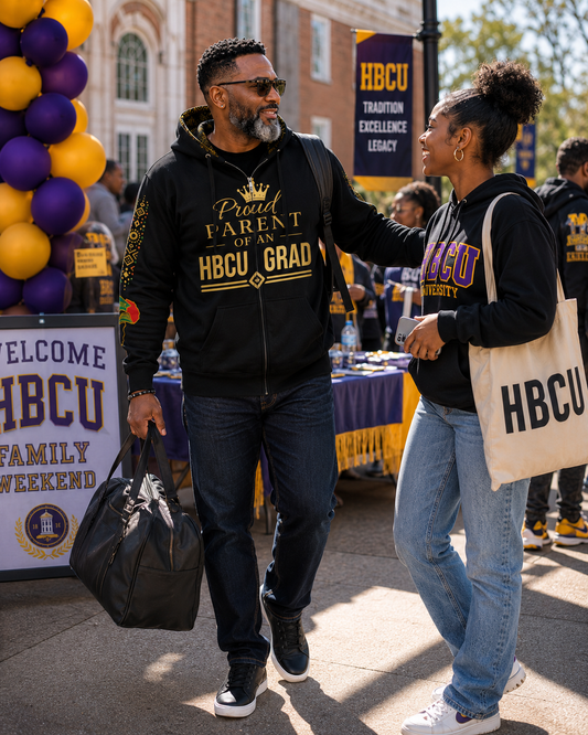 Proud HBCU Parent Adult Unisex Zip Hoodie - Black