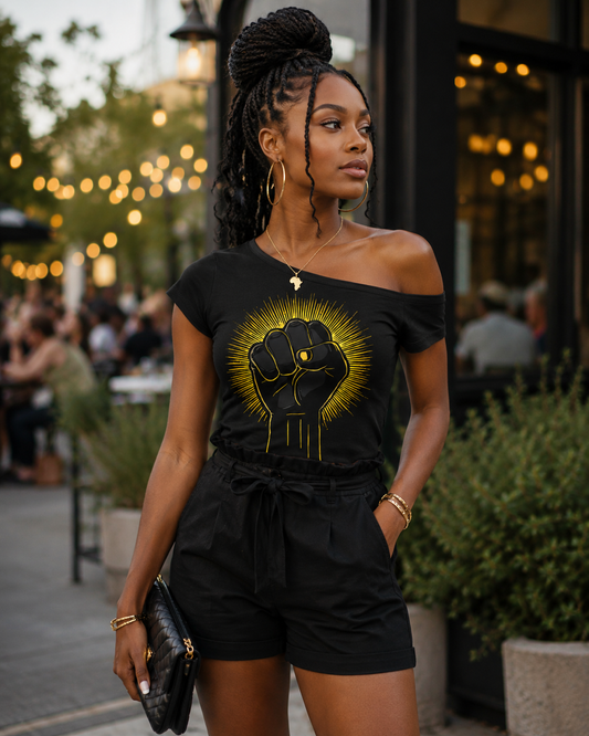 Golden Resistance Off-the-Shoulder Tee