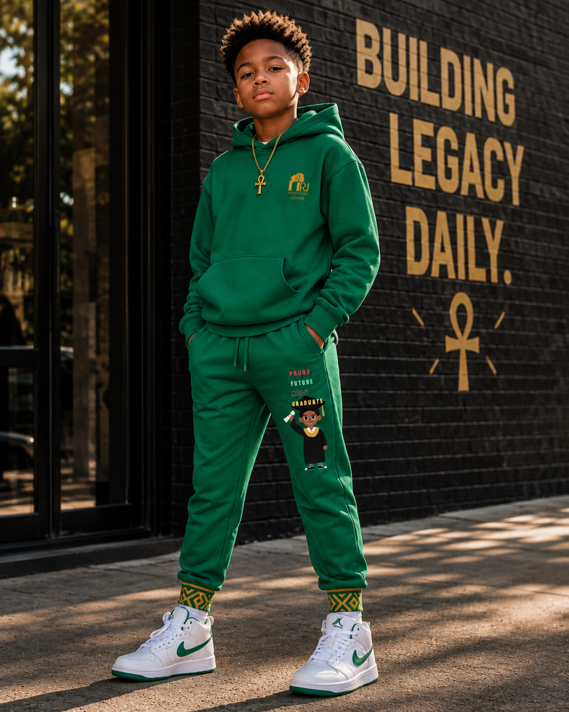 Future Legacy Proud HBCU Grad  Unisex Youth Joggers in Emerald Green