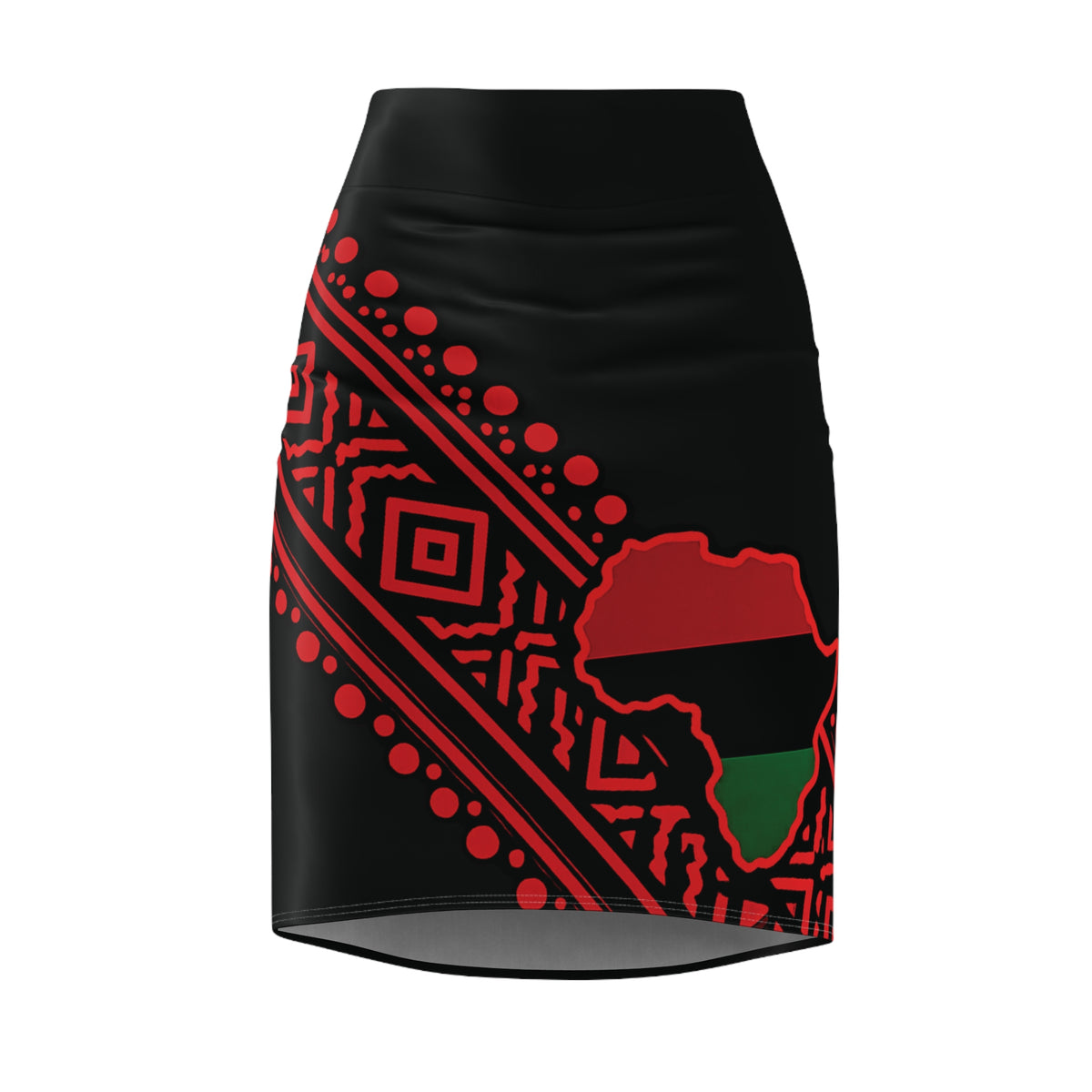 Golden Continent Pencil Skirt (Red)