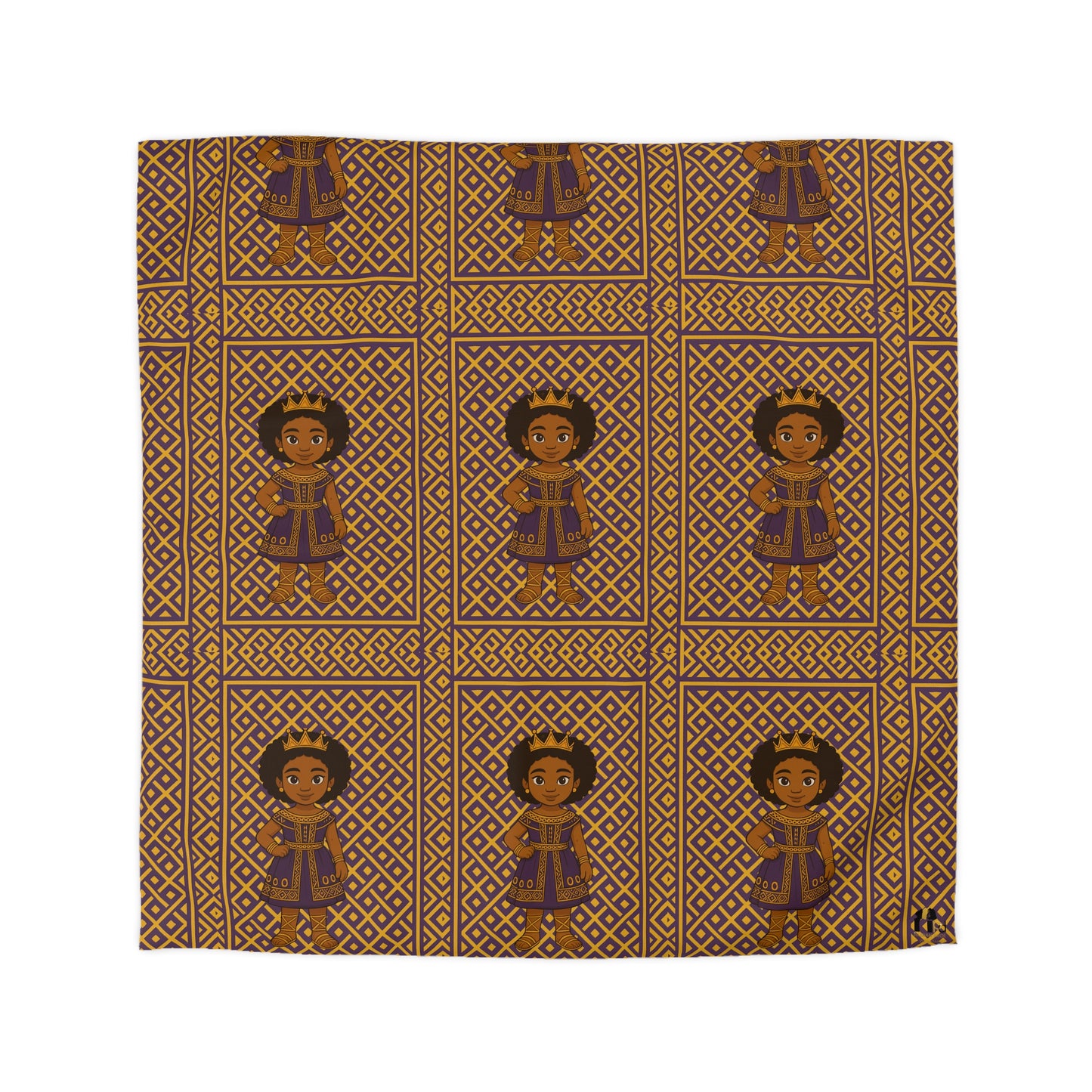 Afro Queen Microfiber Duvet Cover — Warm Brown Moroccan Pattern
