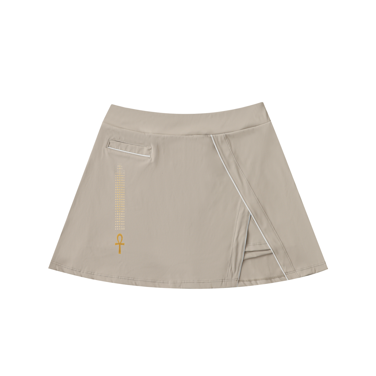 Nile Gold Ankh High-Waist Pocketed A-Line Skirt