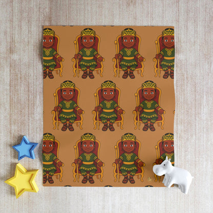 Little King Throne Pattern Throw Blanket — Cozy Tan Kids Blanket Featuring Crowned Prince Design